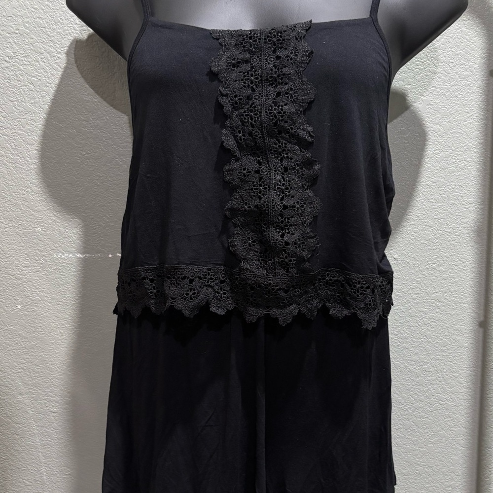 Rue21 Charcoal Lace Accent Tank